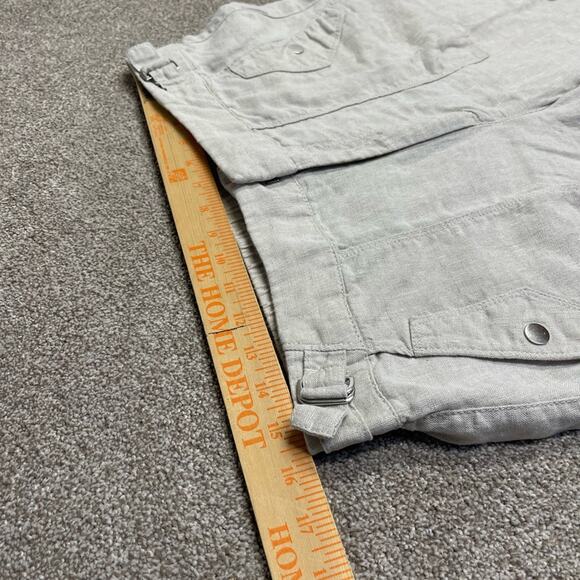 Athleta womens Linen Tapered Ankle Leg Pants Snap Pockets Natural Beige size 12 - Picture 8 of 12